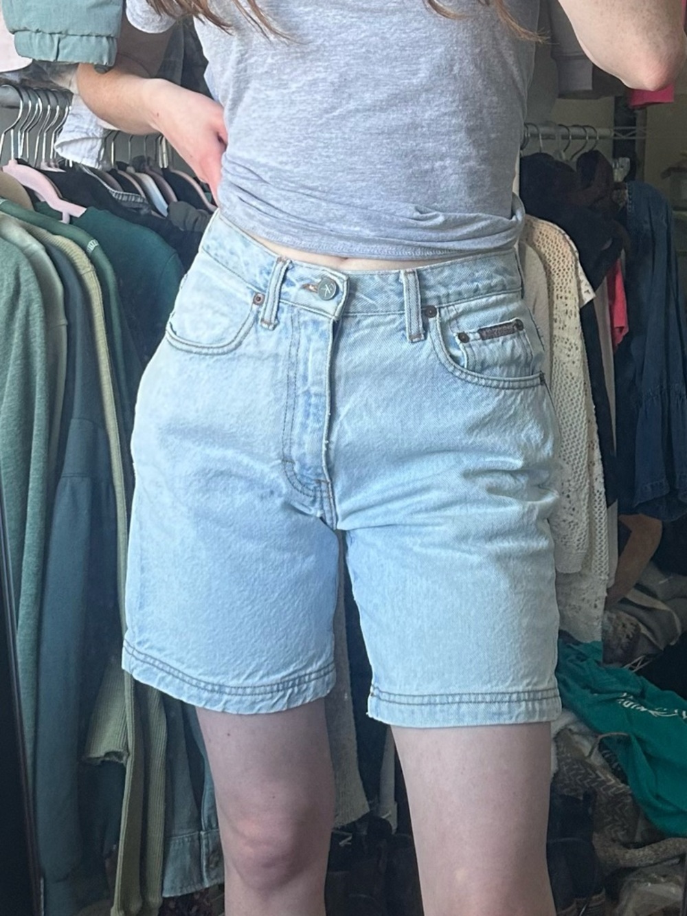 Calvin Klein Light Blue High-Rise Denim Shorts